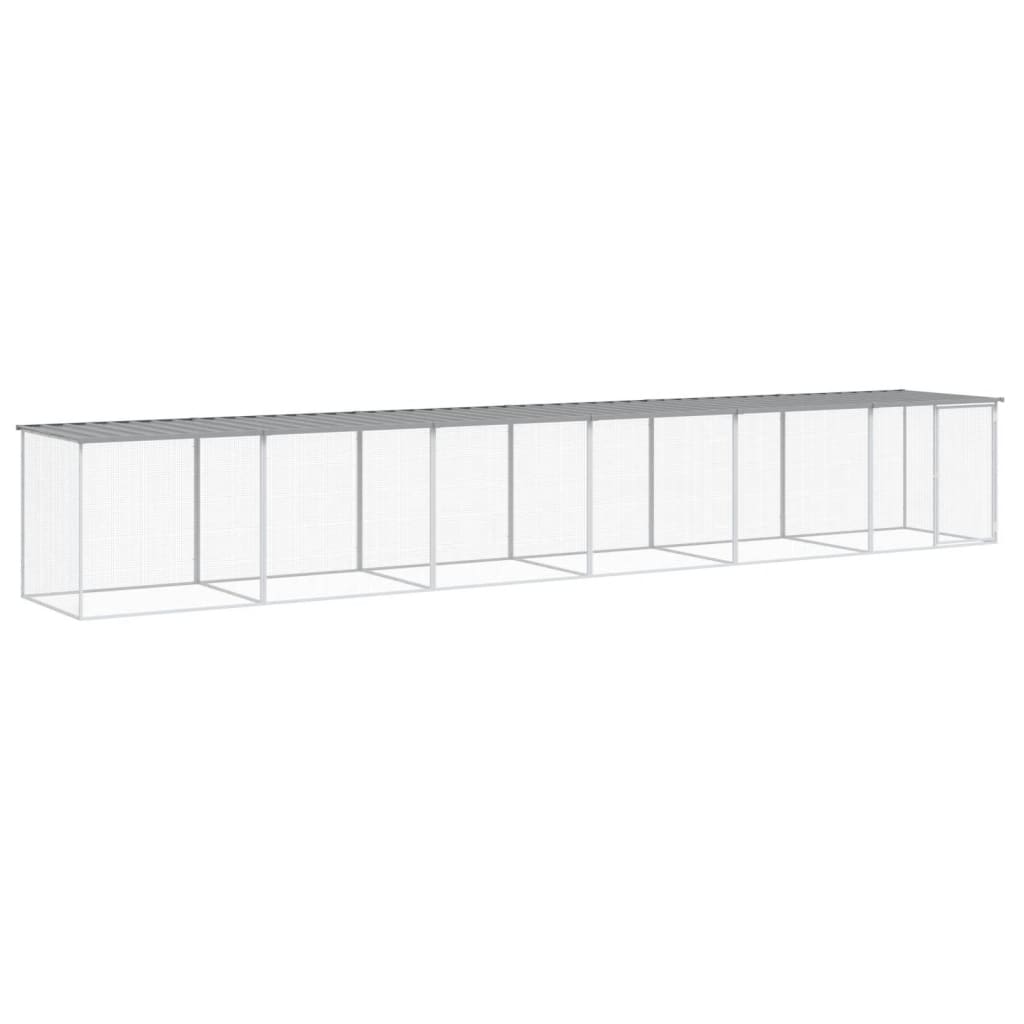 Kippenhok met dak 603x98x90 cm gegalvaniseerd staal lichtgrijs is nu te koop bij PeponiXL, paradijselijk wonen!