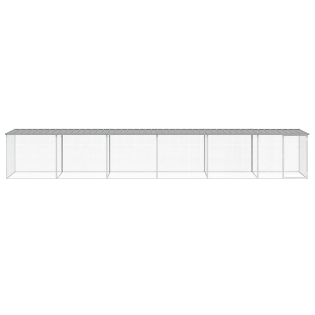 Kippenhok met dak 603x98x90 cm gegalvaniseerd staal lichtgrijs is nu te koop bij PeponiXL, paradijselijk wonen!