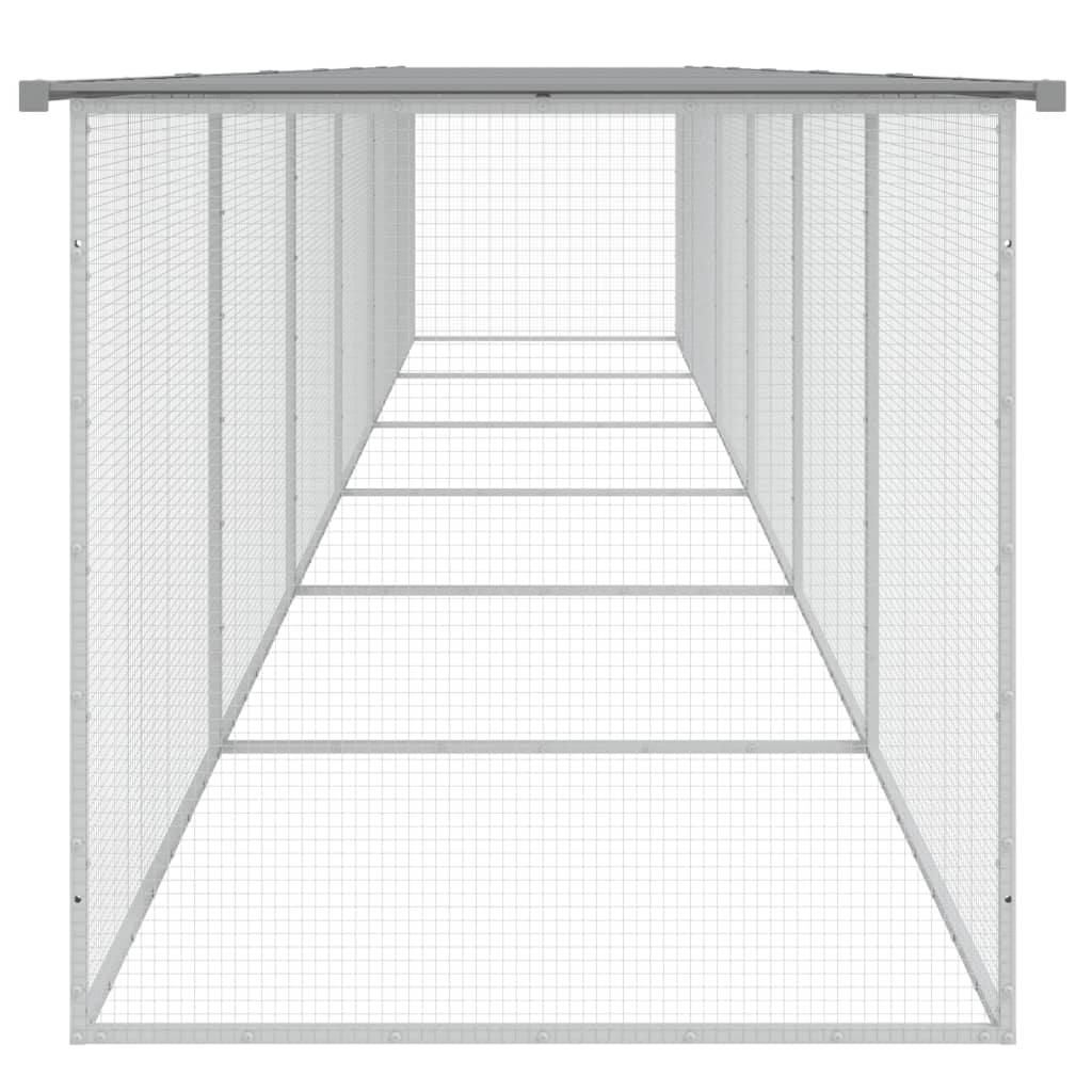 Kippenhok met dak 603x98x90 cm gegalvaniseerd staal lichtgrijs is nu te koop bij PeponiXL, paradijselijk wonen!