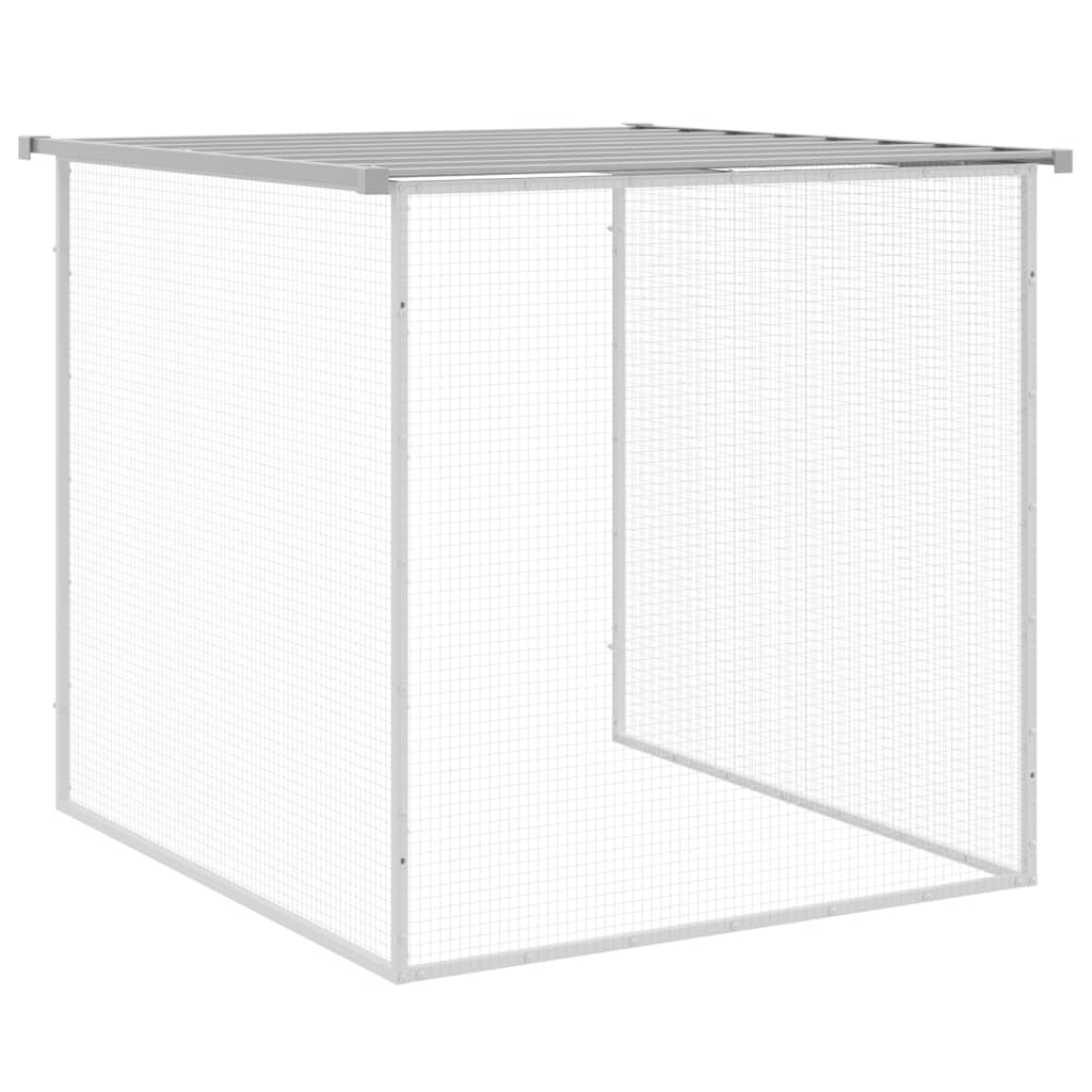 Kippenhok met dak 603x98x90 cm gegalvaniseerd staal lichtgrijs is nu te koop bij PeponiXL, paradijselijk wonen!