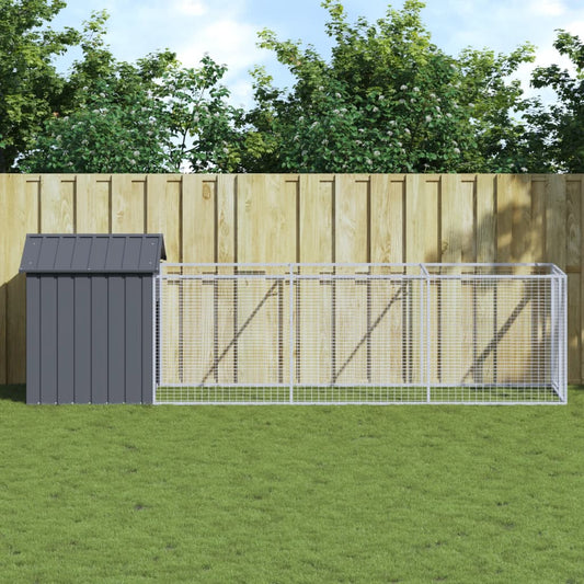 Hondenhok met dak 117x405x123 cm gegalvaniseerd staal antraciet is nu te koop bij PeponiXL, paradijselijk wonen!