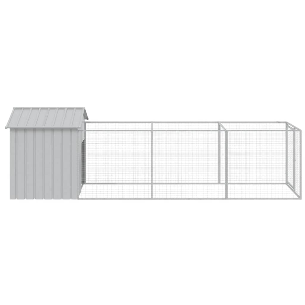 Hondenhok met dak 117x405x123 cm staal lichtgrijs is nu te koop bij PeponiXL, paradijselijk wonen!