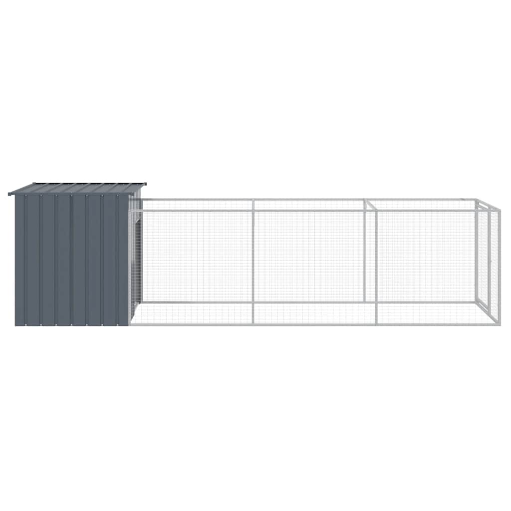 Hondenhok met ren 110x405x110 cm gegalvaniseerd staal antraciet is nu te koop bij PeponiXL, paradijselijk wonen!