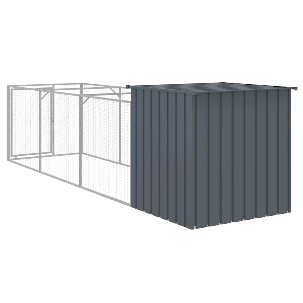 Hondenhok met ren 110x405x110 cm gegalvaniseerd staal antraciet is nu te koop bij PeponiXL, paradijselijk wonen!