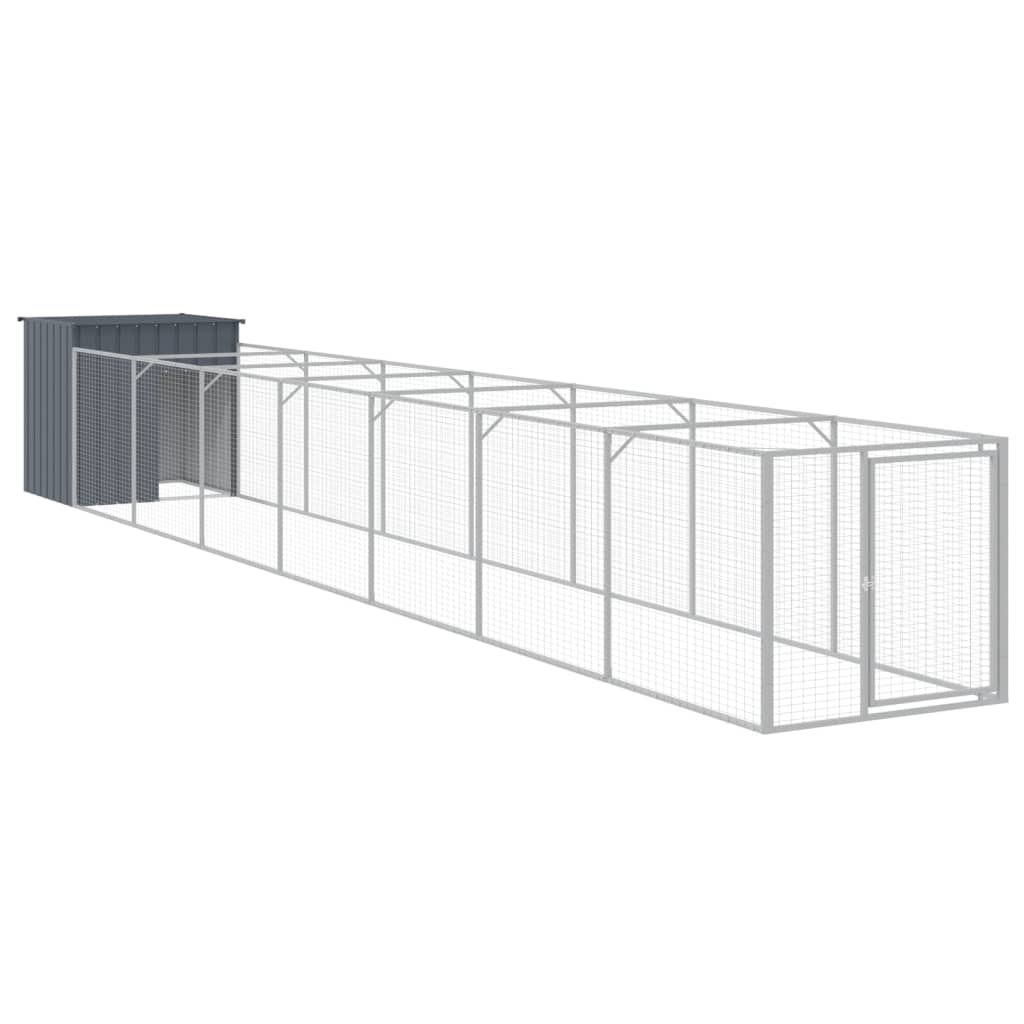Hondenhok met ren 110x813x110 cm gegalvaniseerd staal antraciet is nu te koop bij PeponiXL, paradijselijk wonen!