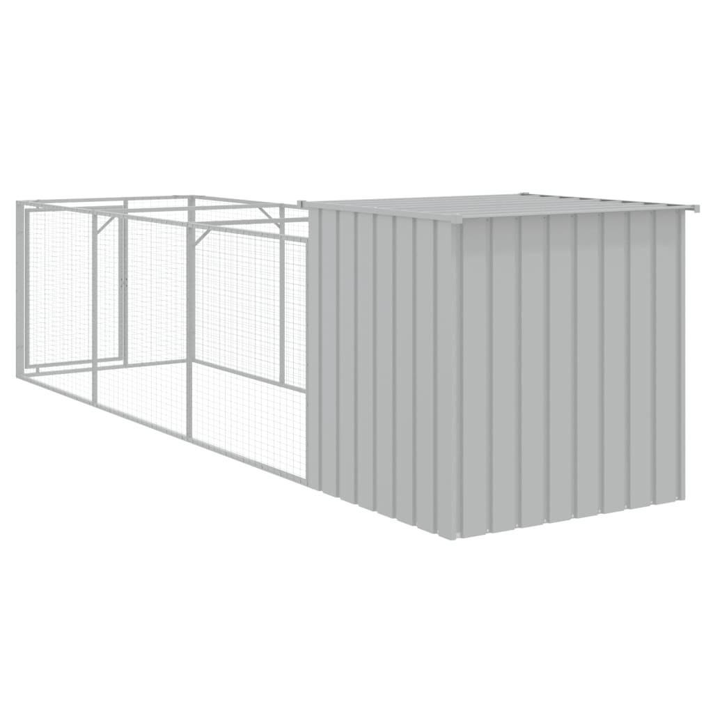 Hondenhok met ren 110x405x110 cm staal lichtgrijs is nu te koop bij PeponiXL, paradijselijk wonen!