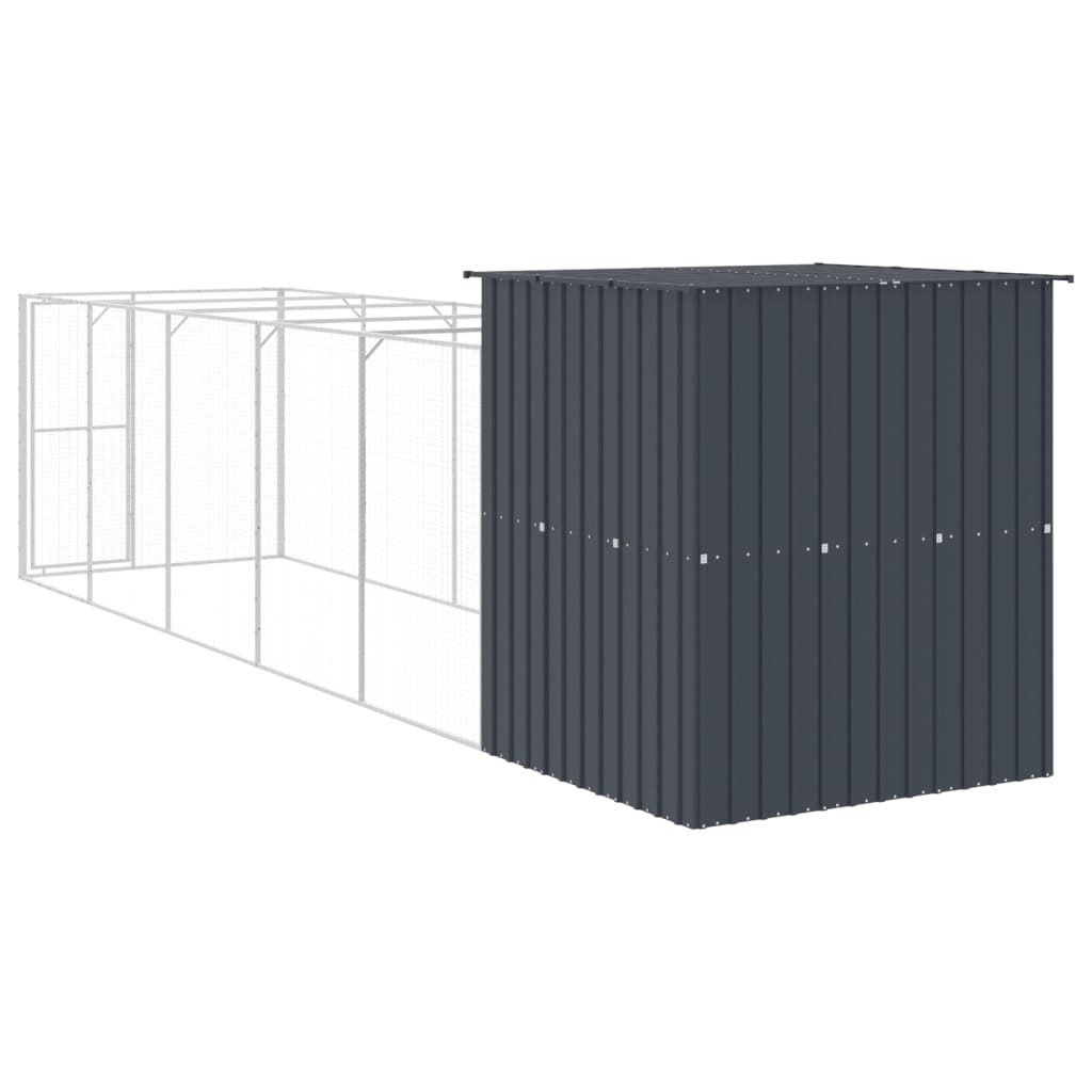 Hondenhok met ren 165x659x181 cm gegalvaniseerd staal antraciet is nu te koop bij PeponiXL, paradijselijk wonen!