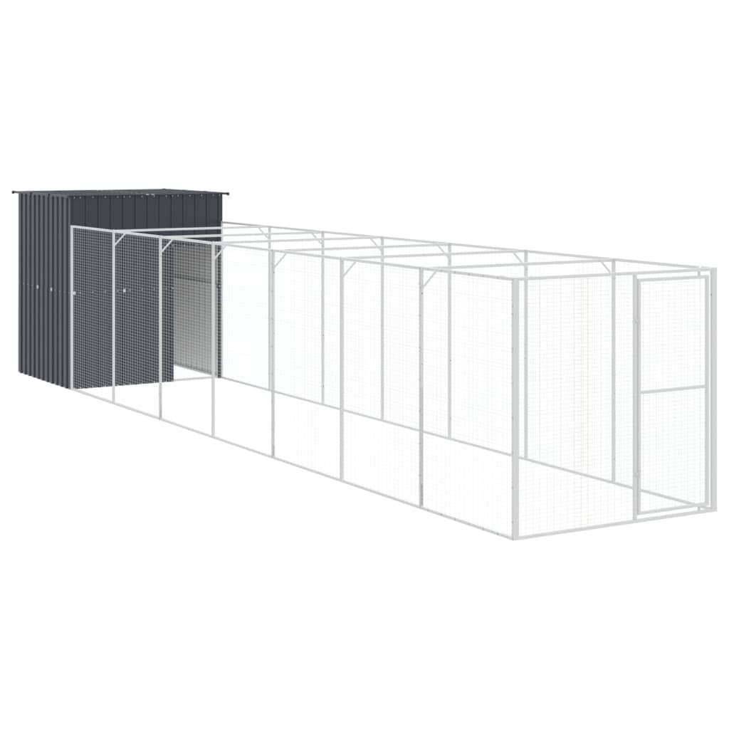 Hondenhok met ren 165x863x181 cm gegalvaniseerd staal antraciet is nu te koop bij PeponiXL, paradijselijk wonen!