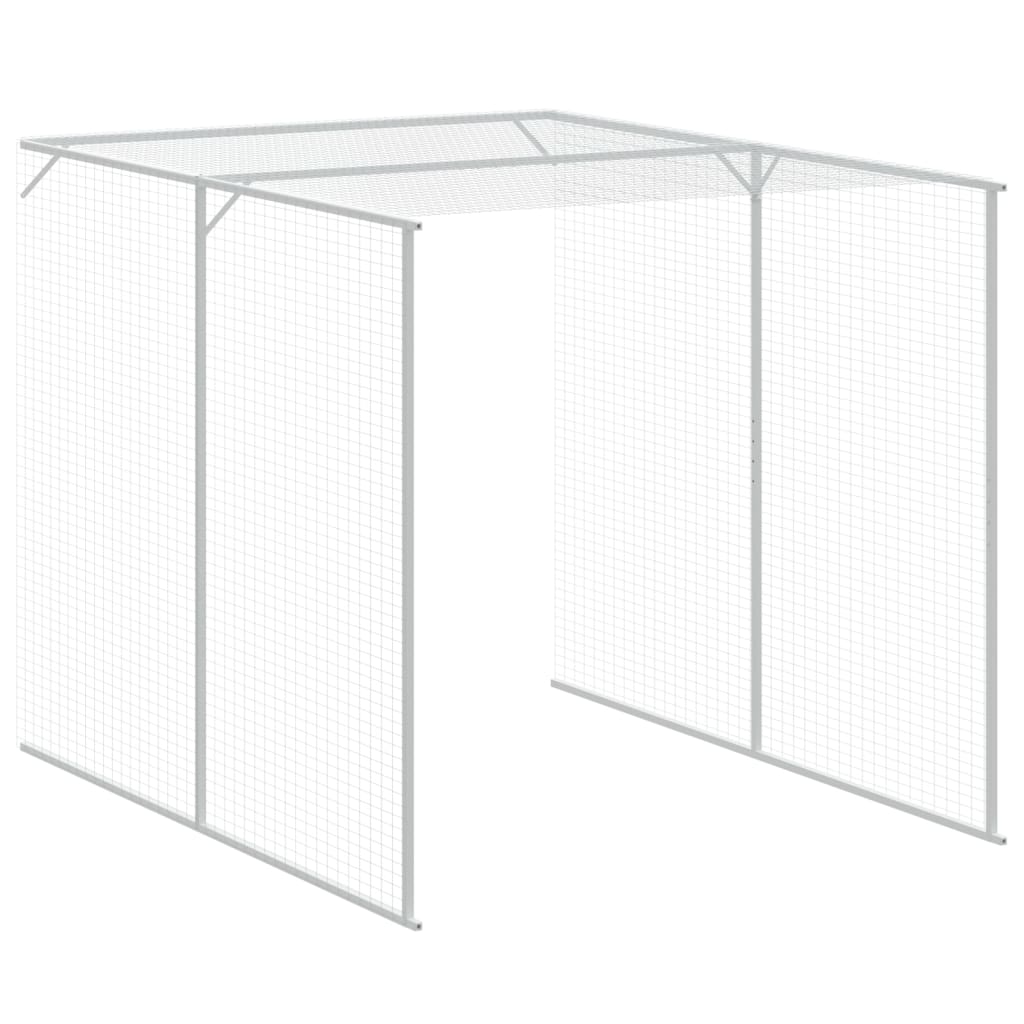 Kippenhok met ren 165x455x181 cm staal lichtgrijs is nu te koop bij PeponiXL, paradijselijk wonen!