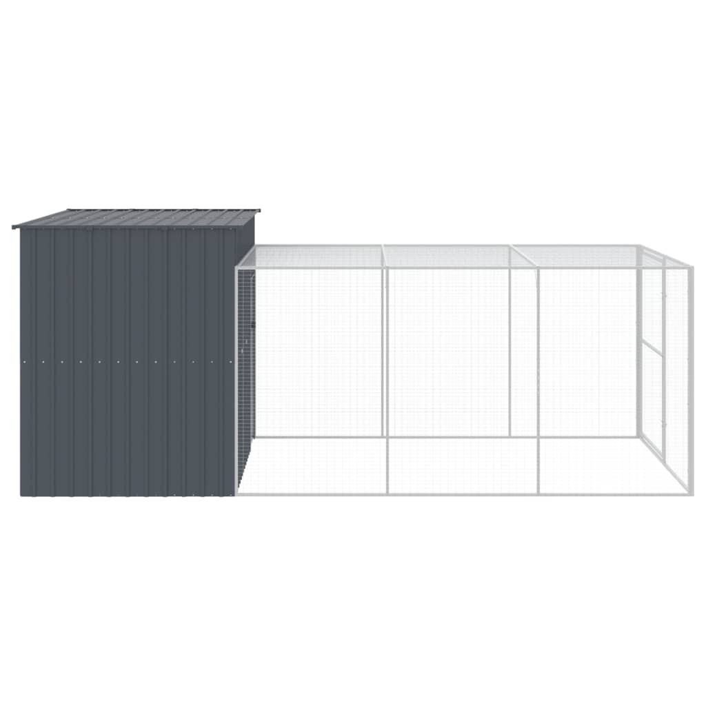 Hondenhok met ren 214x457x181 cm gegalvaniseerd staal antraciet is nu te koop bij PeponiXL, paradijselijk wonen!