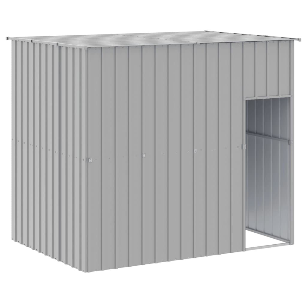 Hondenhok met ren 214x457x181 cm staal lichtgrijs is nu te koop bij PeponiXL, paradijselijk wonen!