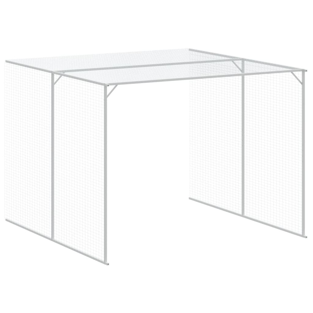 Hondenhok met ren 214x457x181 cm staal lichtgrijs is nu te koop bij PeponiXL, paradijselijk wonen!