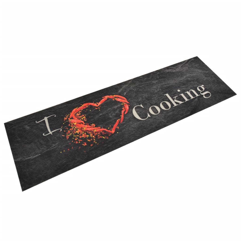 Keukenmat wasbaar cooking-print 45x150 cm fluweel zwart is nu te koop bij PeponiXL, paradijselijk wonen!