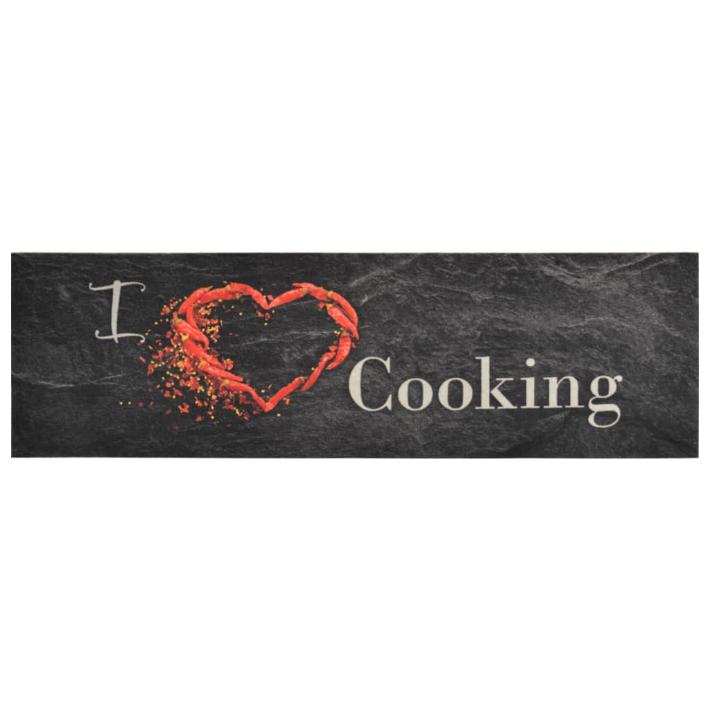 Keukenmat wasbaar cooking-print 45x150 cm fluweel zwart is nu te koop bij PeponiXL, paradijselijk wonen!