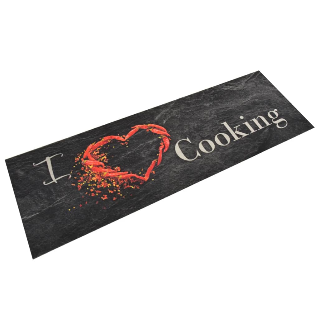 Keukenmat wasbaar cooking-print 60x180 cm fluweel zwart is nu te koop bij PeponiXL, paradijselijk wonen!