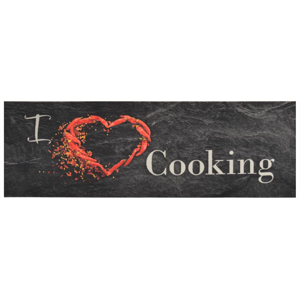 Keukenmat wasbaar cooking-print 60x180 cm fluweel zwart is nu te koop bij PeponiXL, paradijselijk wonen!