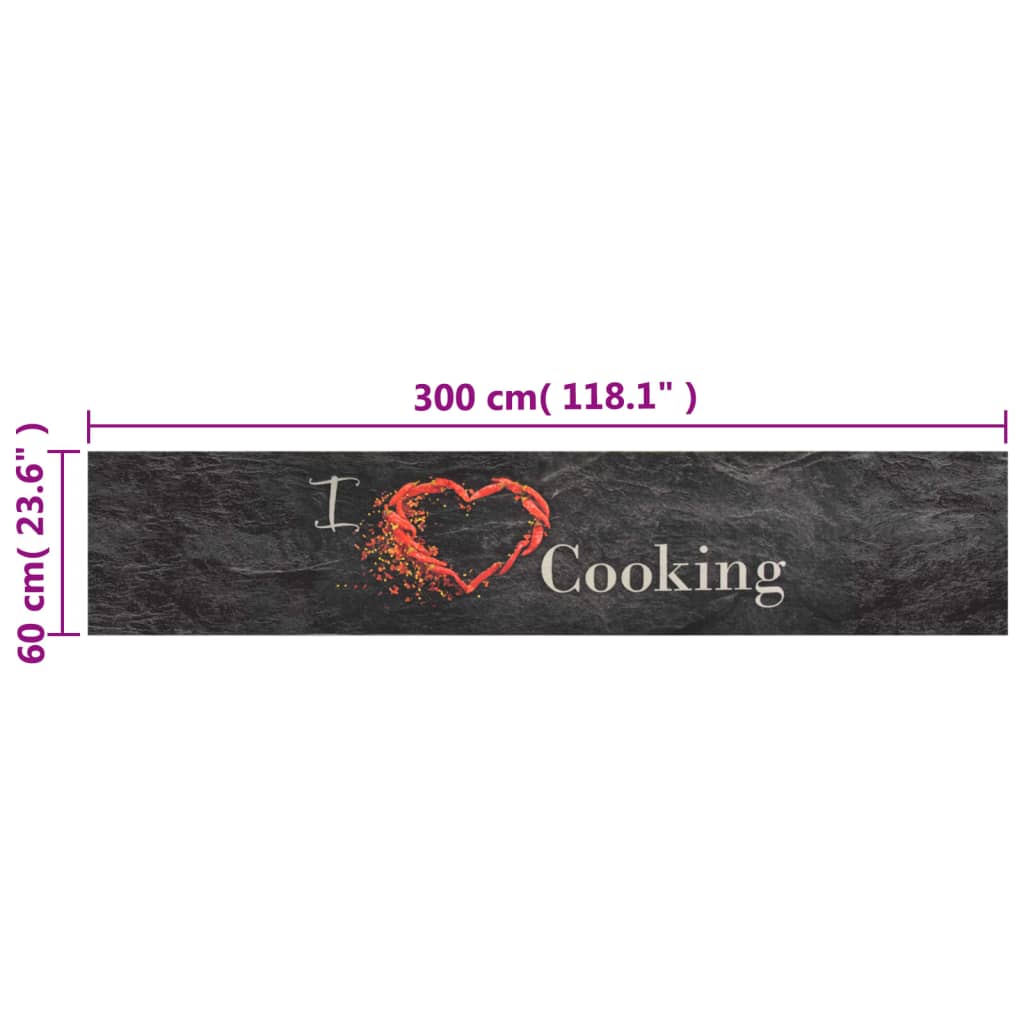 Keukenmat wasbaar cooking-print 60x300 cm fluweel zwart is nu te koop bij PeponiXL, paradijselijk wonen!