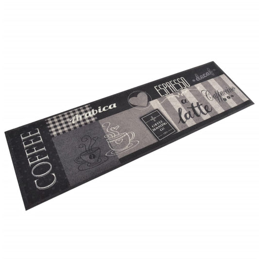 Keukenmat wasbaar koffieprint 45x150 cm fluweel zwart is nu te koop bij PeponiXL, paradijselijk wonen!