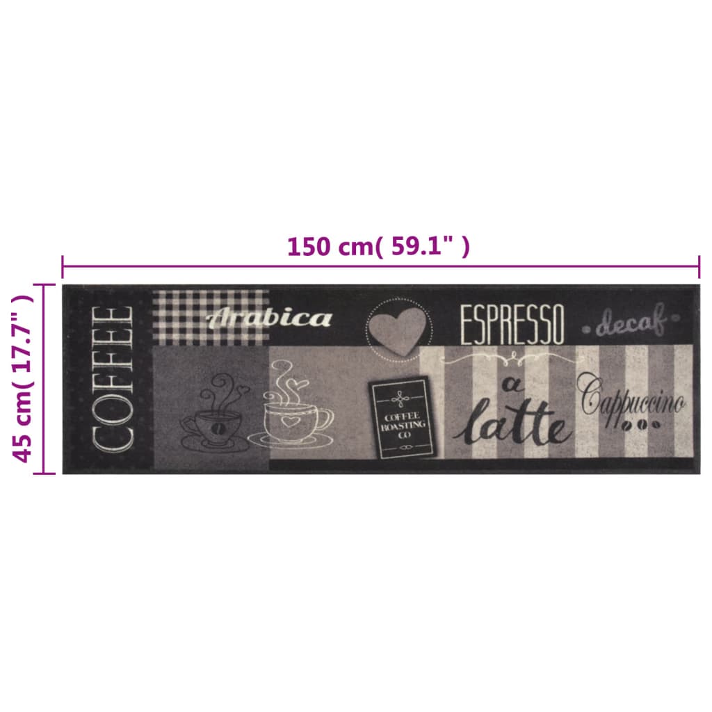 Keukenmat wasbaar koffieprint 45x150 cm fluweel zwart is nu te koop bij PeponiXL, paradijselijk wonen!