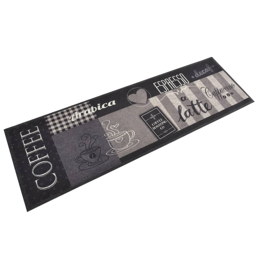 Keukenmat wasbaar koffieprint 60x180 cm fluweel zwart is nu te koop bij PeponiXL, paradijselijk wonen!