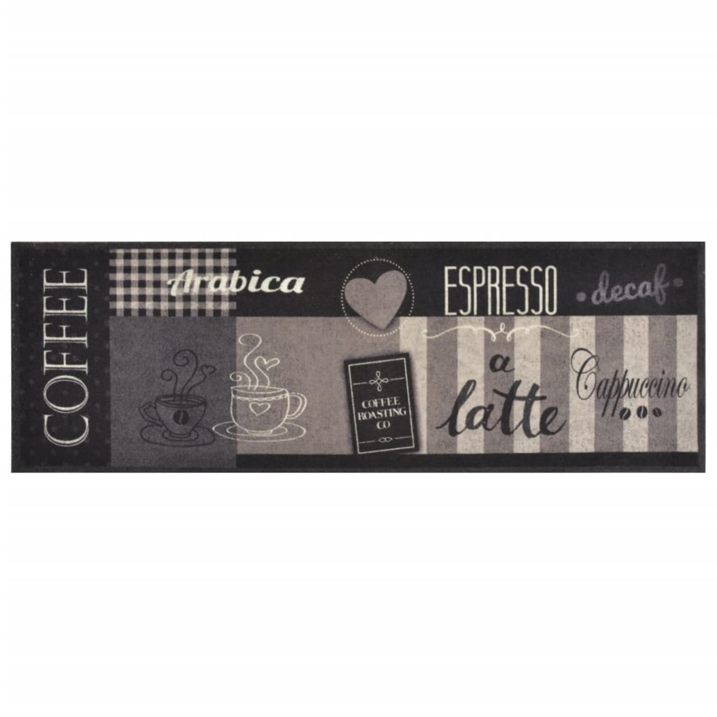 Keukenmat wasbaar koffieprint 60x180 cm fluweel zwart is nu te koop bij PeponiXL, paradijselijk wonen!