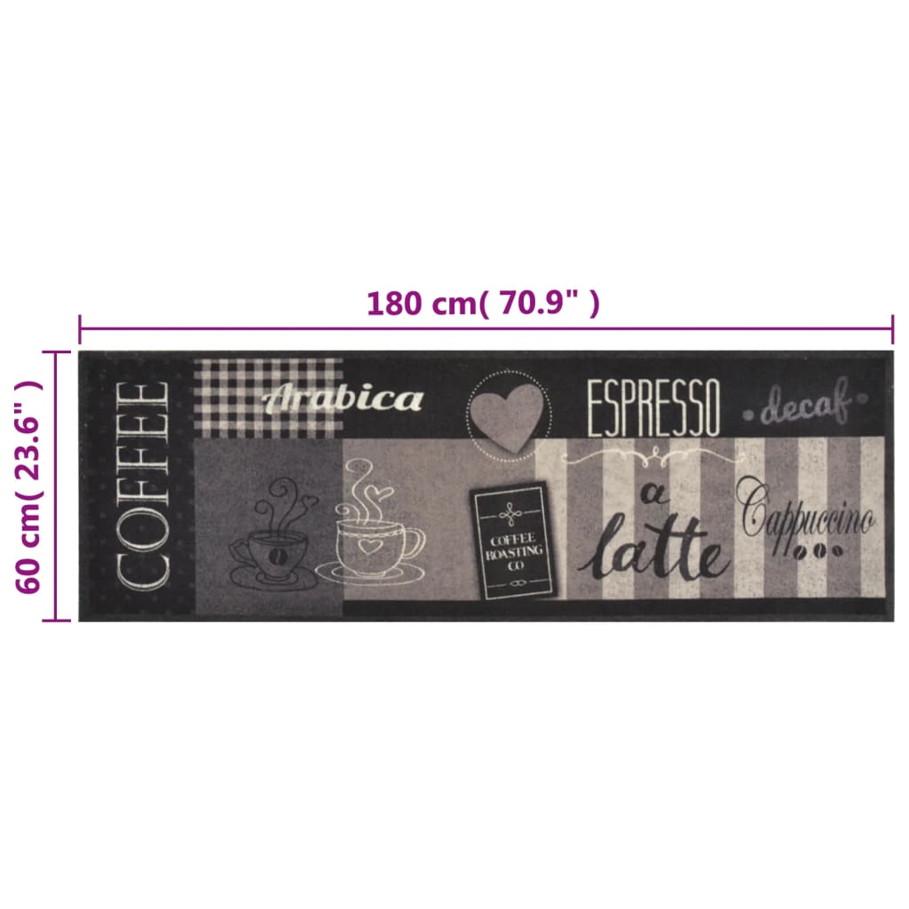 Keukenmat wasbaar koffieprint 60x180 cm fluweel zwart is nu te koop bij PeponiXL, paradijselijk wonen!
