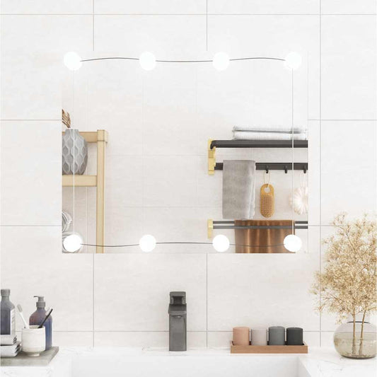 Wandspiegel met LED's rechthoekig 50x60 cm glas is nu te koop bij PeponiXL, paradijselijk wonen!