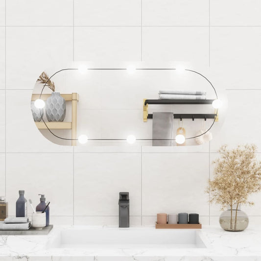 Wandspiegel met LED's ovaal 35x80 cm glas is nu te koop bij PeponiXL, paradijselijk wonen!