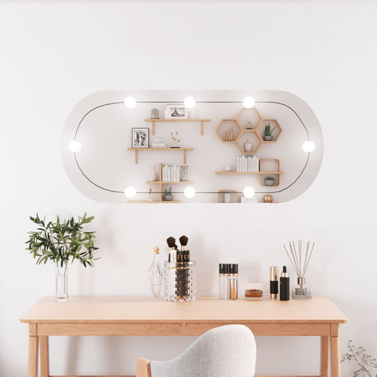 Wandspiegel met LED's ovaal 40x90 cm glas is nu te koop bij PeponiXL, paradijselijk wonen!