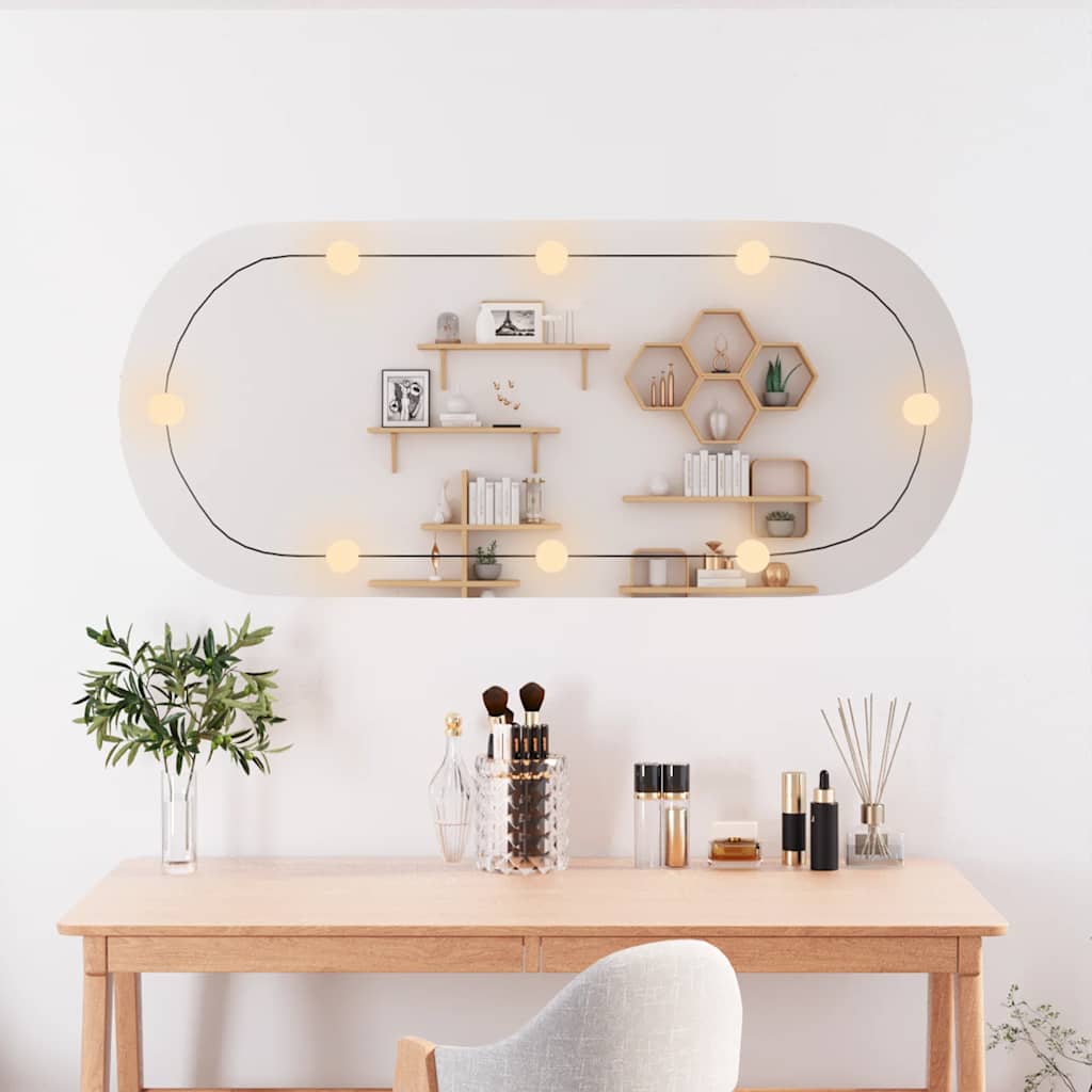 Wandspiegel met LED's ovaal 45x100 cm glas is nu te koop bij PeponiXL, paradijselijk wonen!