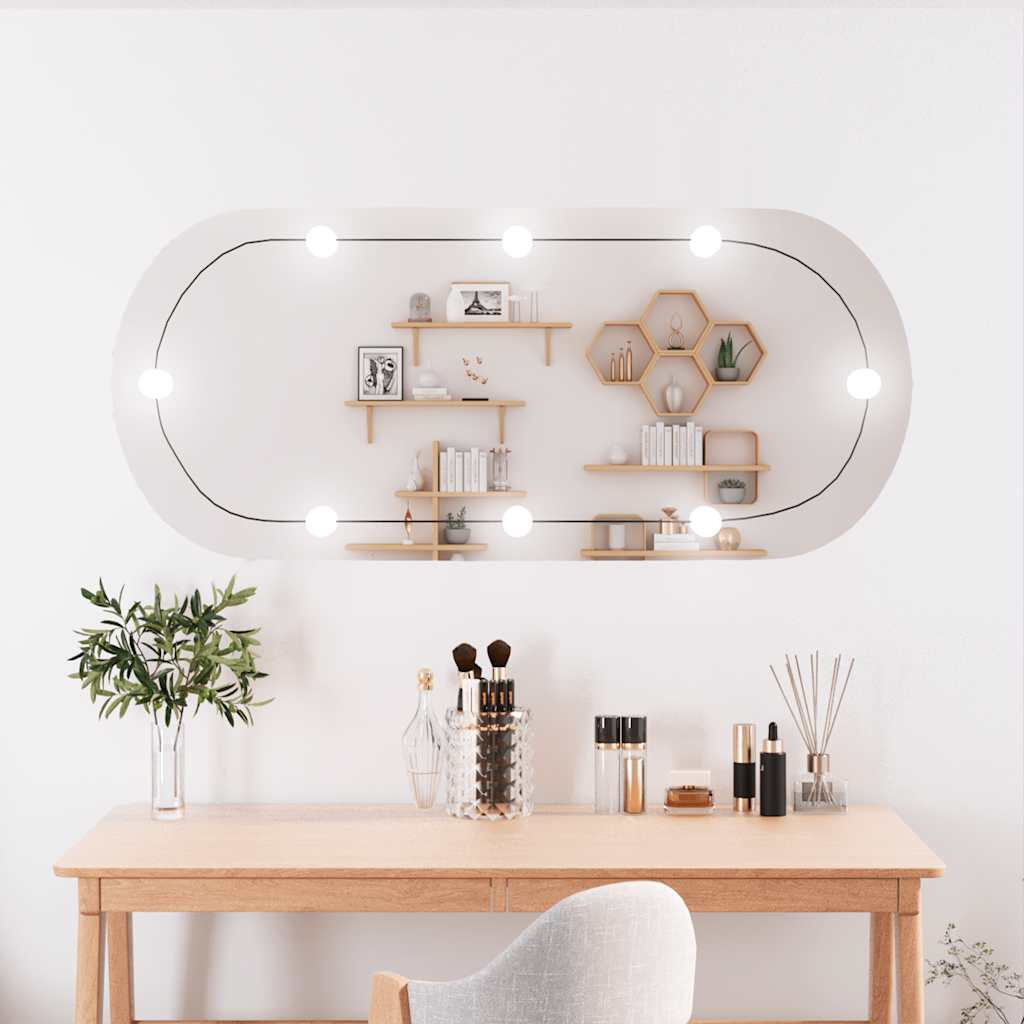 Wandspiegel met LED's ovaal 45x100 cm glas is nu te koop bij PeponiXL, paradijselijk wonen!