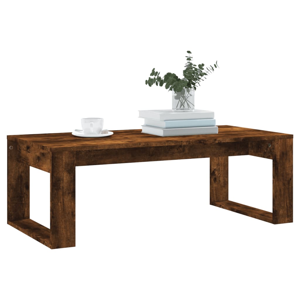 Salontafel 102x50x35 cm bewerkt hout gerookt eikenkleurig is nu te koop bij PeponiXL, paradijselijk wonen!