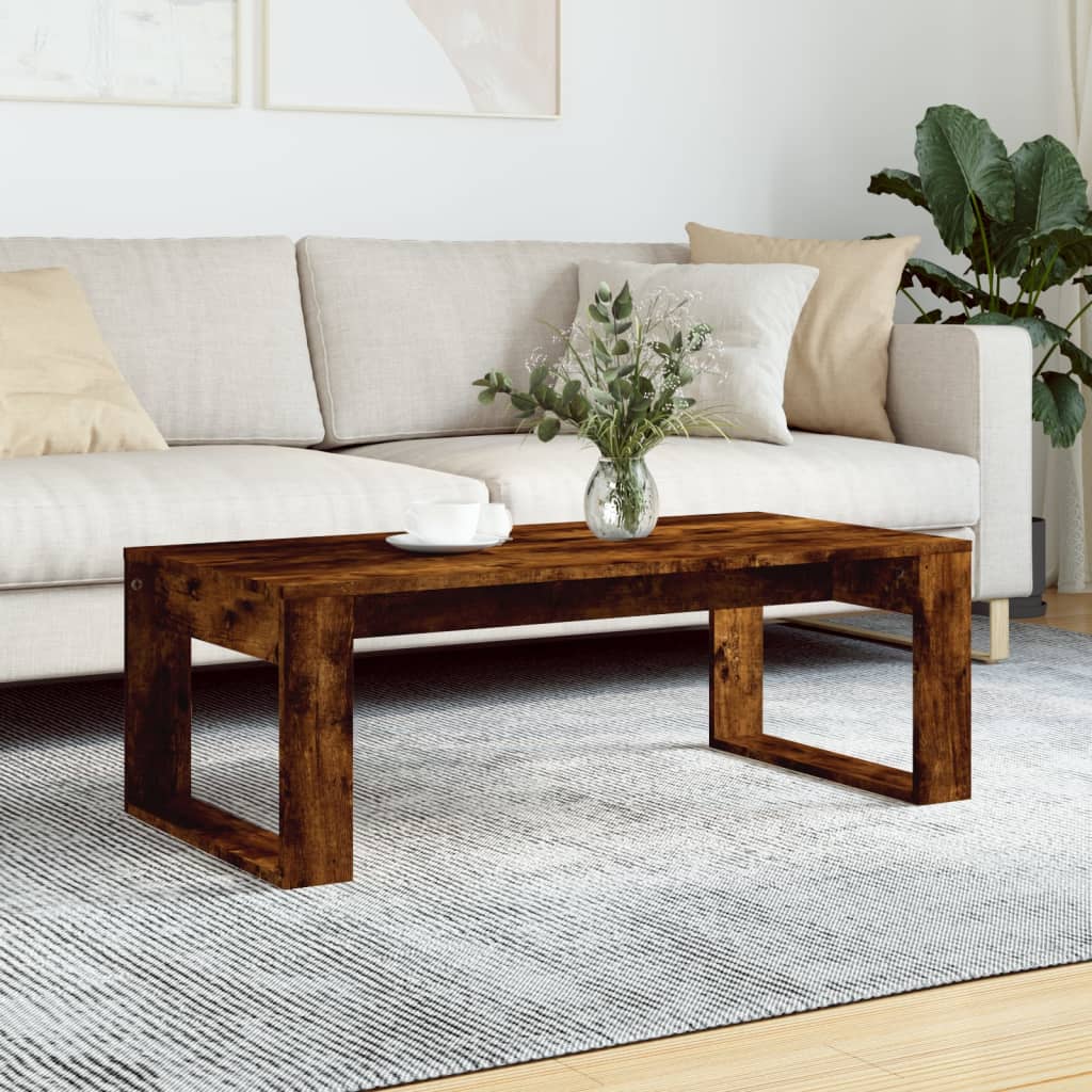 Salontafel 102x50x35 cm bewerkt hout gerookt eikenkleurig is nu te koop bij PeponiXL, paradijselijk wonen!