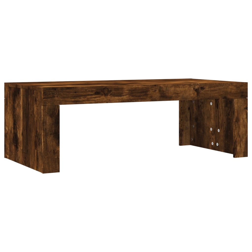 Salontafel 102x50x36 cm bewerkt hout gerookt eikenkleurig is nu te koop bij PeponiXL, paradijselijk wonen!