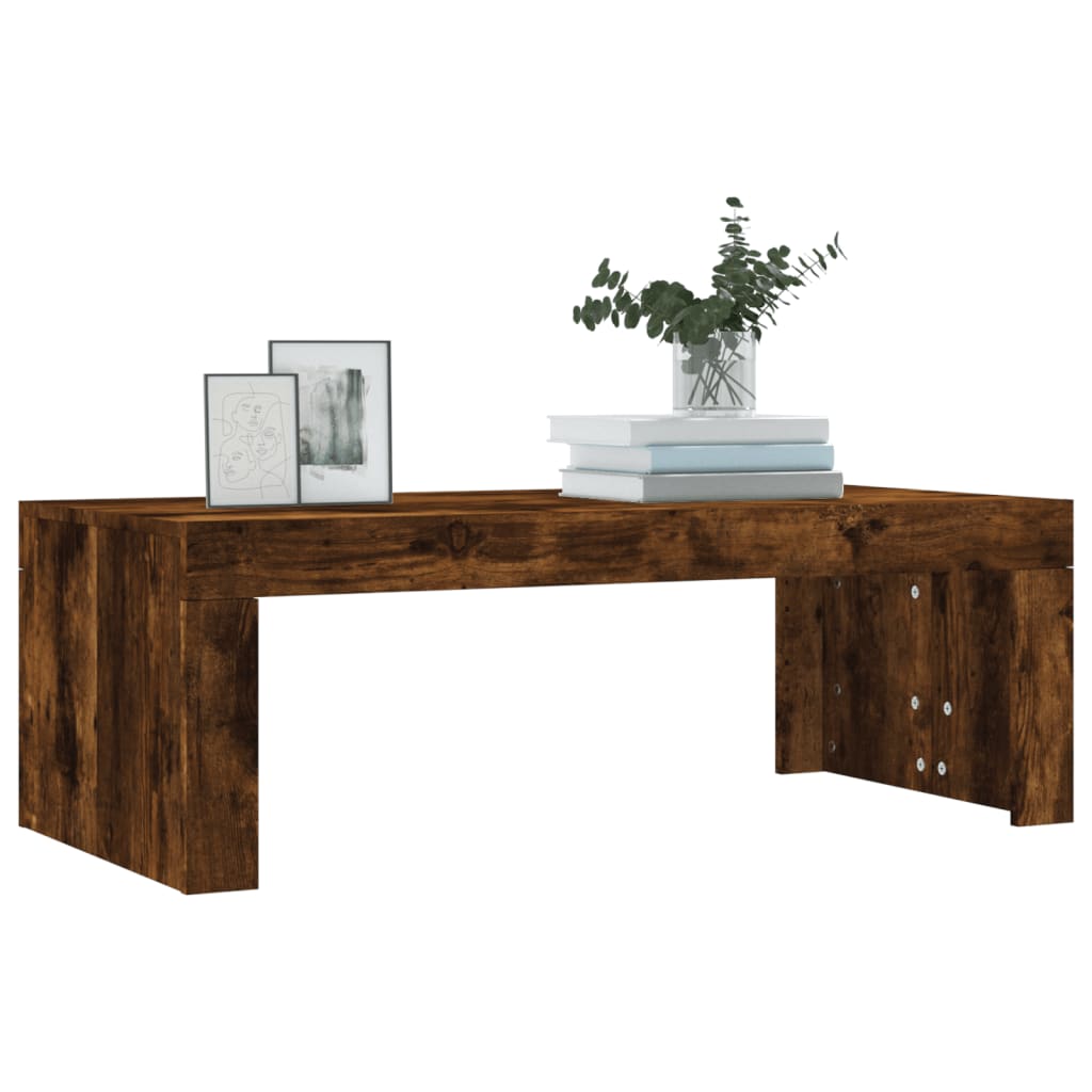 Salontafel 102x50x36 cm bewerkt hout gerookt eikenkleurig is nu te koop bij PeponiXL, paradijselijk wonen!