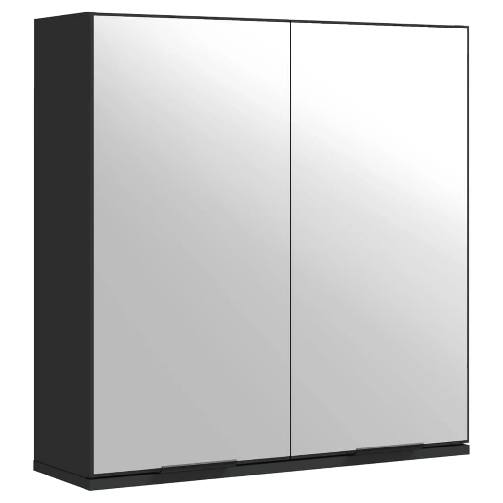 Badkamerkast met spiegel 64x20x67 cm bewerkt hout zwart is nu te koop bij PeponiXL, paradijselijk wonen!