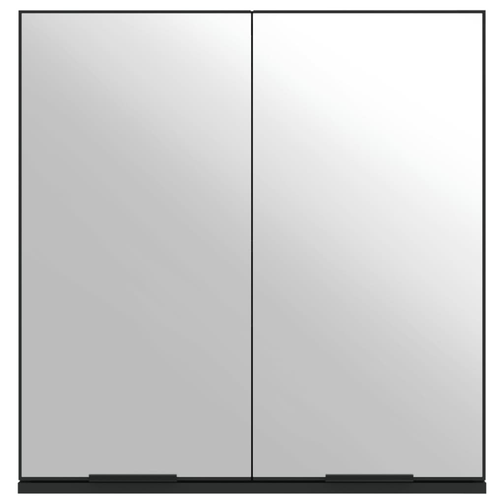 Badkamerkast met spiegel 64x20x67 cm bewerkt hout zwart is nu te koop bij PeponiXL, paradijselijk wonen!