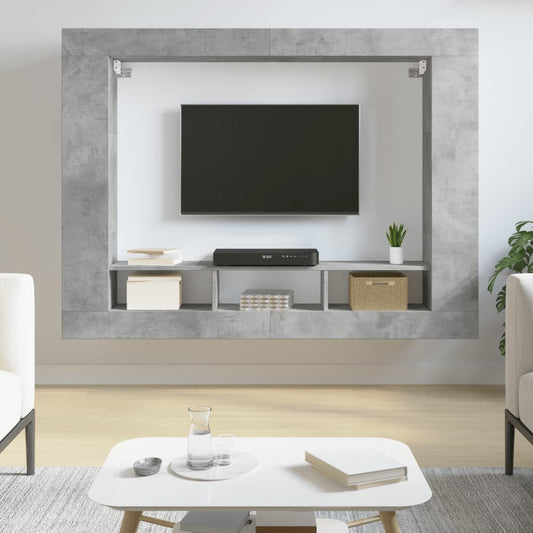 Tv-meubel 152x22x113 cm bewerkt hout betongrijs is nu te koop bij PeponiXL, paradijselijk wonen!