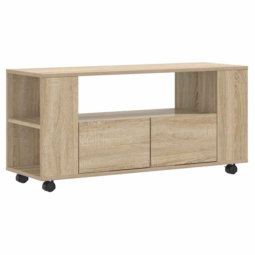 Tv-meubel 102x34,5x43 cm bewerkt hout sonoma eikenkleurig is nu te koop bij PeponiXL, paradijselijk wonen!