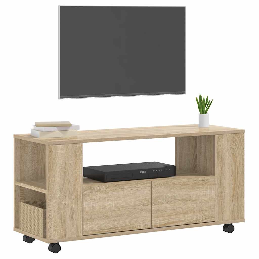 Tv-meubel 102x34,5x43 cm bewerkt hout sonoma eikenkleurig is nu te koop bij PeponiXL, paradijselijk wonen!