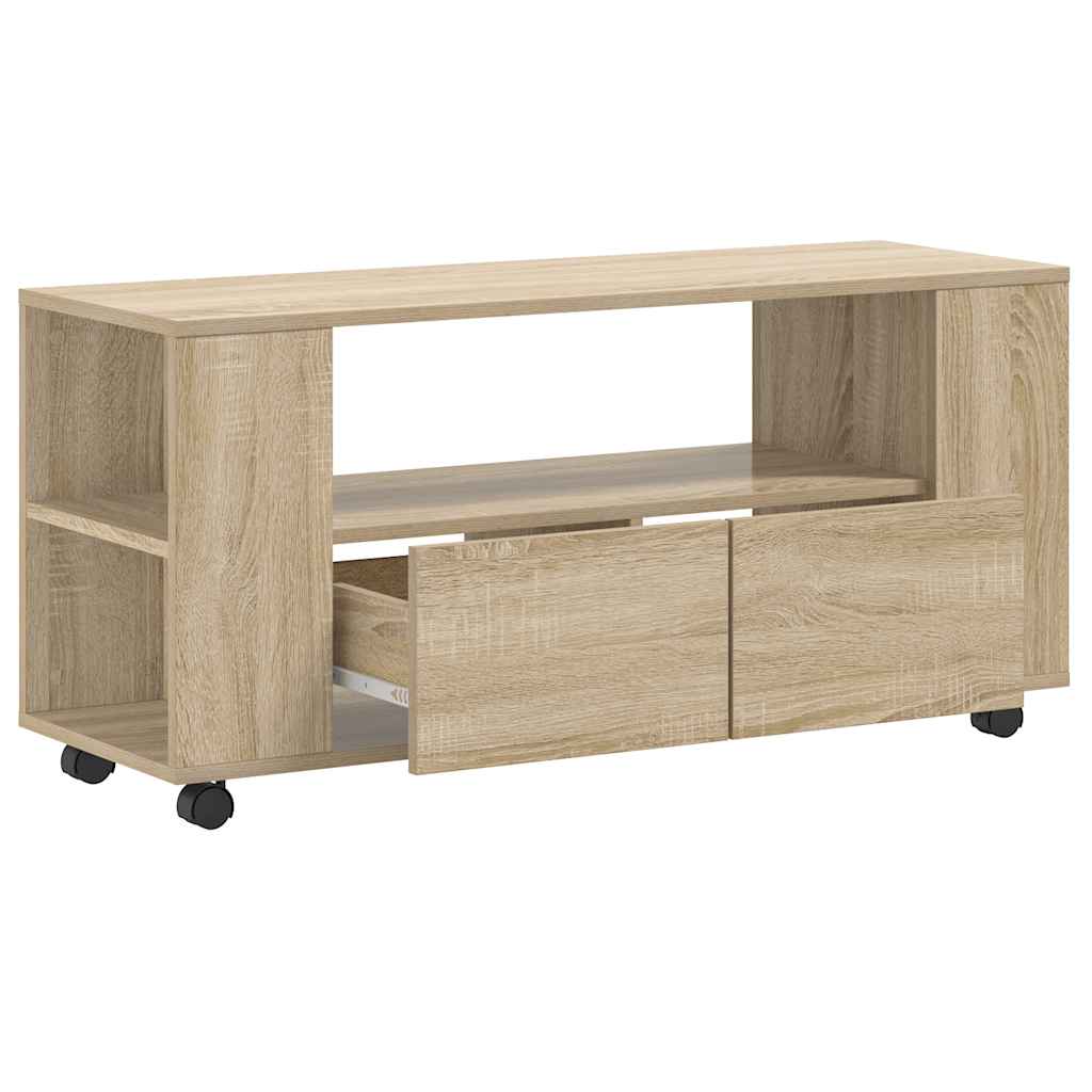 Tv-meubel 102x34,5x43 cm bewerkt hout sonoma eikenkleurig is nu te koop bij PeponiXL, paradijselijk wonen!