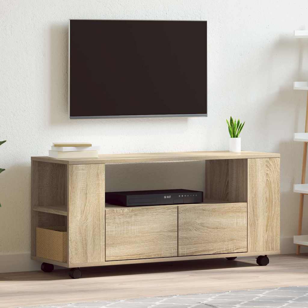 Tv-meubel 102x34,5x43 cm bewerkt hout sonoma eikenkleurig is nu te koop bij PeponiXL, paradijselijk wonen!