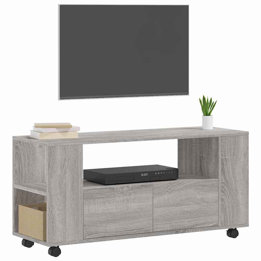 Tv-meubel 102x34,5x43 cm bewerkt hout grijs sonoma eikenkleurig is nu te koop bij PeponiXL, paradijselijk wonen!