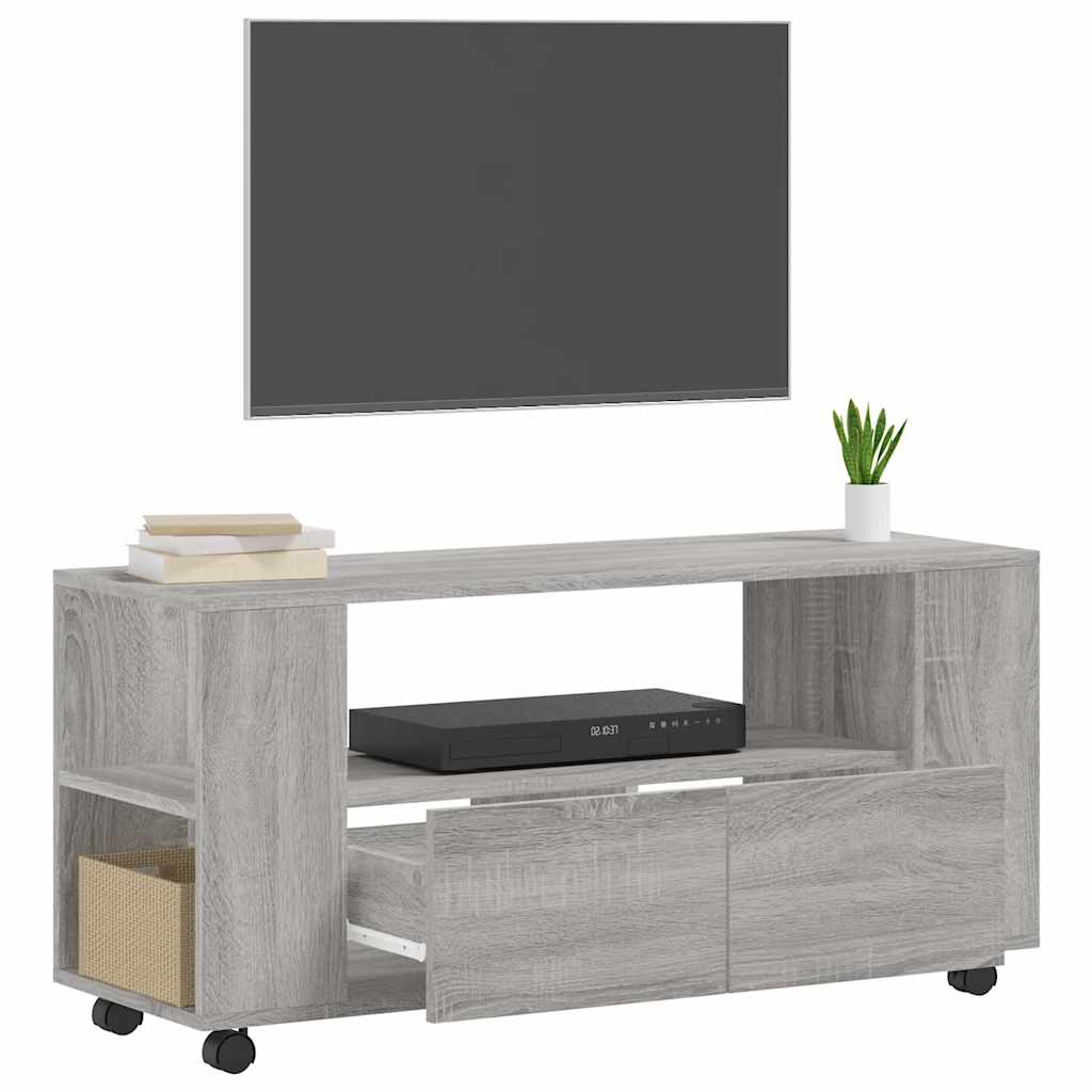 Tv-meubel 102x34,5x43 cm bewerkt hout grijs sonoma eikenkleurig is nu te koop bij PeponiXL, paradijselijk wonen!