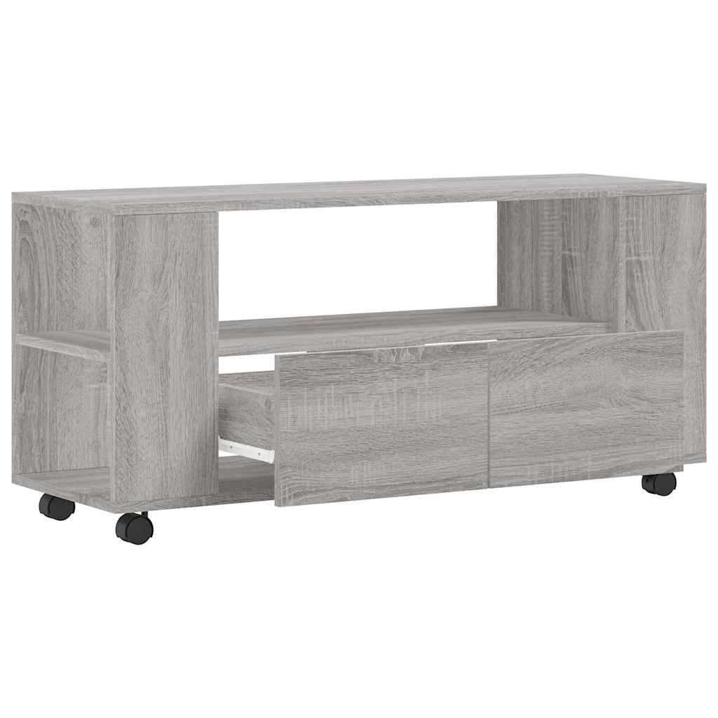 Tv-meubel 102x34,5x43 cm bewerkt hout grijs sonoma eikenkleurig is nu te koop bij PeponiXL, paradijselijk wonen!