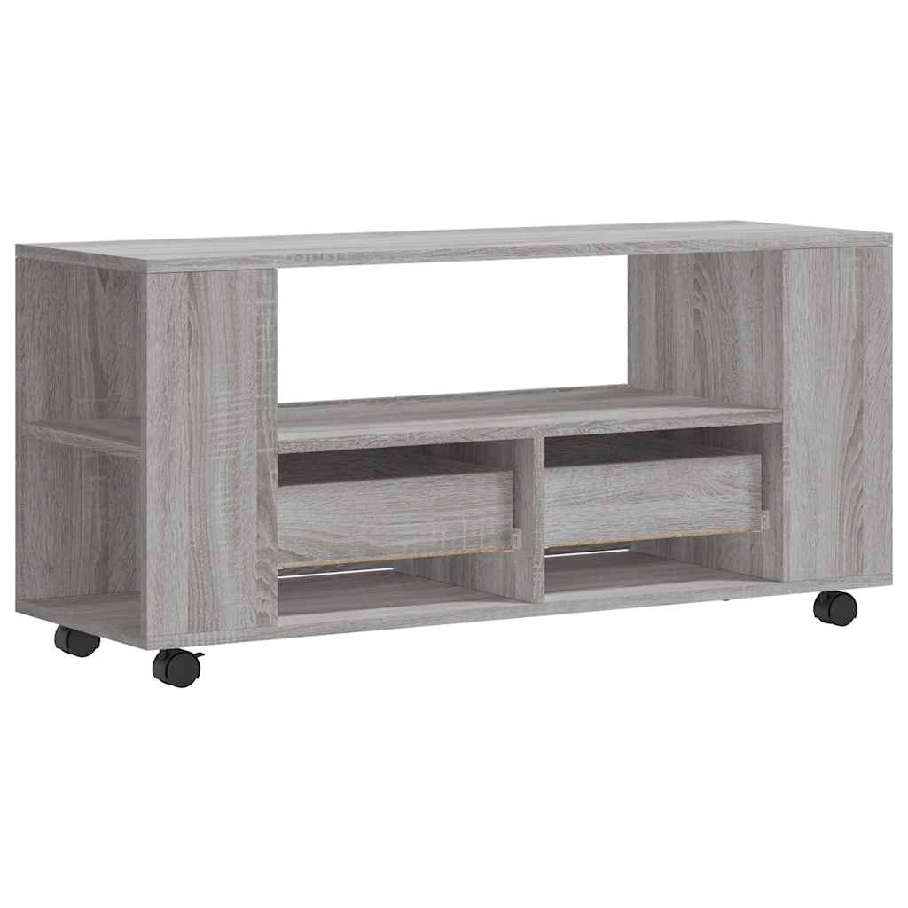 Tv-meubel 102x34,5x43 cm bewerkt hout grijs sonoma eikenkleurig is nu te koop bij PeponiXL, paradijselijk wonen!