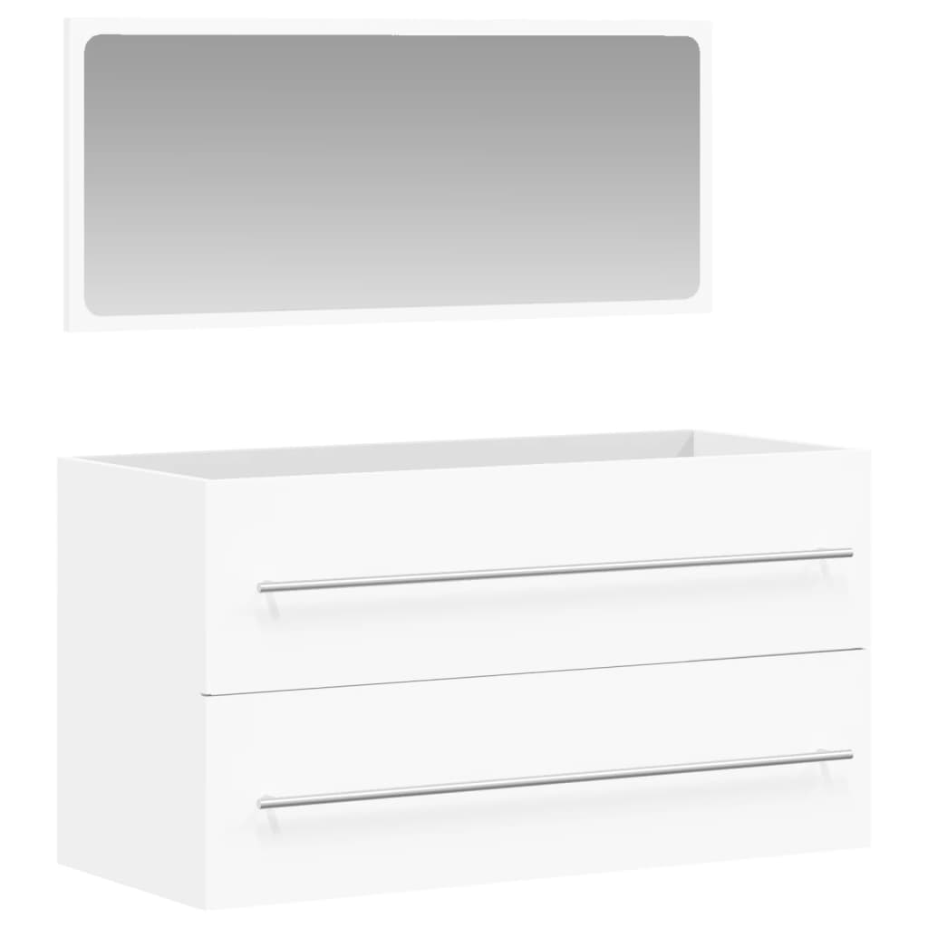 Badkamerkast met spiegel bewerkt hout wit is nu te koop bij PeponiXL, paradijselijk wonen!