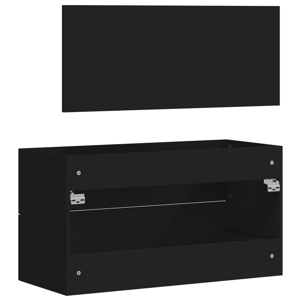 Badkamerkast met spiegel bewerkt hout zwart is nu te koop bij PeponiXL, paradijselijk wonen!