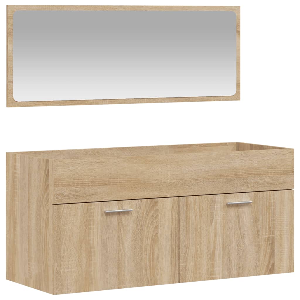 Badkamerkast met spiegel bewerkt hout sonoma eikenkleurig is nu te koop bij PeponiXL, paradijselijk wonen!