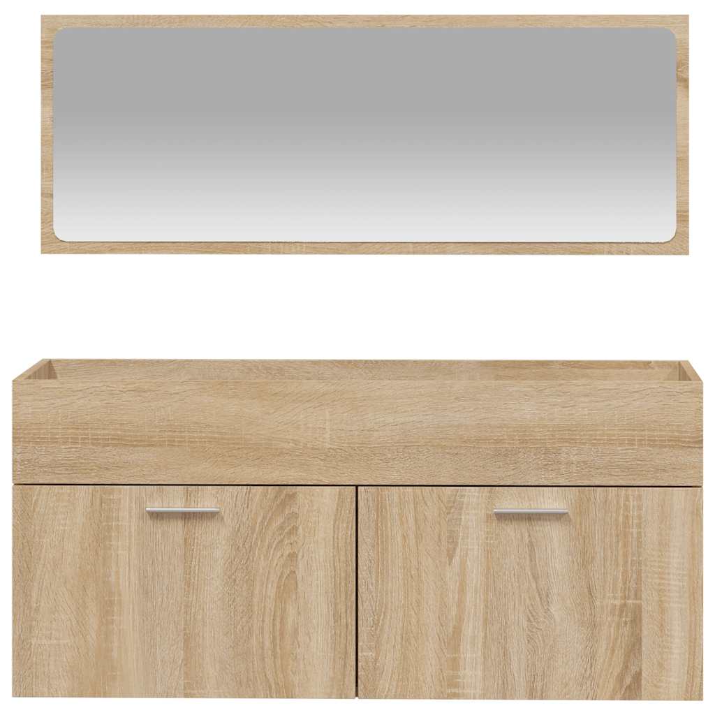 Badkamerkast met spiegel bewerkt hout sonoma eikenkleurig is nu te koop bij PeponiXL, paradijselijk wonen!